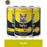 Reflex Plus Gravy Sos İçinde Et Parçacıklı Tavuklu Yetişkin Kedi Konserve Maması Seti 3x400 gr - 3X400GR