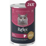 Reflex Plus Jöle İçinde Et Parçacıklı Kuzu Etli Yetişkin Kedi Konservesi 400 Gr*24 Adet