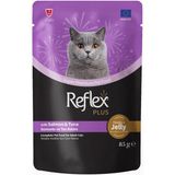 Reflex Plus Jöle Içinde Et Parçacıklı Somonlu ve Ton Balıklı 85 gr Yetişkin Kedi Maması
