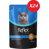 Reflex Plus Jöle Içinde Ton Balıklı ve Alabalıklı Yetişkin Kedi Yaş Maması 85 Gr*24 Adet - Ton Balığı