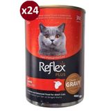 Reflex Plus Kedi Konserve Maması, Kuzu Etli, Sos İçinde Et Parçacıklı, 400 gr, 24'lü Set