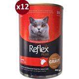 Reflex Plus Konserve Sos İçinde Et Parçacıklı Kuzu Etli Yetişkin Kedi Maması 400 *12 Adet