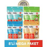 Reflex Plus Pocket Treats Sensitive - Hassas & Dental Care - Ağız ve Diş Sağlığı & Weight Control - Kilo Kontrolü & Skin Coat - Deri ve Tüy Bakımı Köpek Ödül Maması Seti 8x70 gr - Açık Mavi