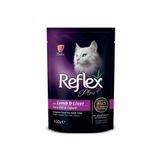 Reflex Plus Pouch / Jöle İçinde Et Parçacıklı Kuzu Etli ve Ciğerli Yetişkin Kedi Maması 100g