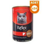 Reflex Plus Sos İçinde Et Parçacıklı Kuzu Etli Yetişkin Konserve Kedi Maması - 24 Adet 400 Gr
