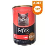Reflex Plus Sos İçinde Et Parçacıklı Somonlu Yetişkin Konserve Kedi Maması - 12 Adet 400 Gr