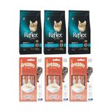 Reflex Plus Sterilised Somonlu Kısırlaştırılmış Kedi Maması 1.5kg x 3 Adet, Creamy Cat Treat Kedi Ödülü Somonlu 12x15gr