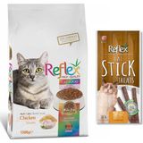 Reflex Renkli Taneli Tavuklu Kedi Maması 1,5 kg + Reflex Stick