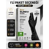 Reflex Slimfit Copolymer Tek Kullanımlık Muayene ve Gıda Eldiveni 100 Adet – Lateks İçermez - 1 Kutu - Siyah