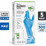 Reflex Slimfit Copolymer Tek Kullanımlık Muayene ve Gıda Eldiveni 100 Adet – Lateks İçermez - 5 Kutu - Mavi