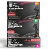 REFLEX TPE Hibrit Eldiven Siyah, Termo Plast Elastomer, Pudrasız, Gıda Sektörü İçin, Tek Kullanımlık (1 Koli=20 Kutu=2.000 Adet) (L/XL)