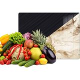 Reflexa Cam Kesme Tahtası Siyah Beyaz Ahşap Desenli Çok Amaçlı 35 x 25 cm