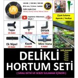 Refox Mgf 16MM. 100MT. 33CM Delik Aralıklı Damla Sulama Borusu Malzemeleri Hazır Bahçe Hortum Sulama Seti - Standart