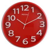 Regal 0916 RR Plastik Kasa Kırmızı Renkli 33 cm Çaplı Modern Sessiz Saniye Mekanizmalı Duvar Saati