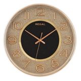Regal 9410 GB Plastik Kasa Siyah Altın Işıltılı Modern Sessiz Saniye Mekanizmalı Duvar Saati