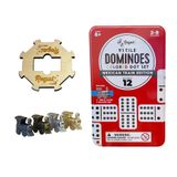Regal Games - Premium Çift 12 Meksika Tren Domino Koleksiyoncu Kutusunda - Renkli Nokta Domino Oyun Seti, Aile Dostu - 91 Fayans, 4 Metal Tren, Ahşap Göbek - 2-8 Oyuncu 8+ Yaş