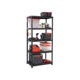 Regalux Krios 90x60x188 cm Siyah 5 Katlı Raf