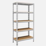 Regalux Metal Ahşap 90x40x180 cm Gri 5 Katlı Raf