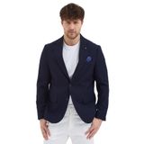 Regelo Erkek Lacivert Poliviskon Kumaşlı Slim Fit Kendinden Mendilli Mono Yaka Spor Blazer Ceket Lacivert 50