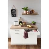 Reggio Kids & Plants Çok Amaçlı Ada Mutfak -Bar Masası -Mutfak Dolapları 120 cm Tezgah Dahil - Beyaz - Ceviz - Mutfak Ada