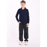 Re&Gi Rekor Unisex Çocuk Polo Yaka Okul Tişört Basic Uzun Kollu T-Shirt 5-16 Yaş - Lacivert - 9 - 10 Yaş
