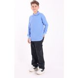 Re&Gi Rekor Unisex Çocuk Polo Yaka Okul Tişört Basic Uzun Kollu T-Shirt 5-16 Yaş - Mavi - 7 - 8 Yaş