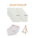 Regislunart 10 adet 10x10 mini tuval şövale hediyeli arkadan zımbalı resim seti ayarlanabilir şövale