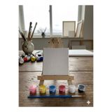 Regislunart 10x10 mini tuval+mini şövale boyama seti başlangıç seti date etkinlik sevgililere çocuklara özel tekli tuval set