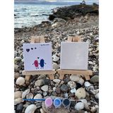 Regislunart 2 Adet Mini 10X10CM Mini Tuval+2 Adet Şövale 3 Farklı Renk ve 1 Adet Fırça Sevgiliye Hediye Tuval