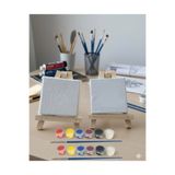 Regislunart 2li Set 10 cm mini tuval ve şövale 12 renk boya sevgililere çocuklara özel boyama ve anı seti