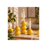 Regislunart 3’Lü Set Limon Tasarımlı Şamdan Seti Ev Oda Dekorasyonu Masa Süsü Mumluk Hediyelik Limon Formlu Set 3D Plastik (Mum Dahil Değildir)