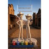 Regislunart Sevgililere Özel Çift Kovboy Figürü Boyanabilir 10CM Dekoratif Biblo Seti Kendin Boya Hobi Figürü 2’li 3D Baskı Çocuklara Sevgililere Özel