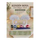Regislunart Sevgililere Özel Çift Salıncak Ağaç Figürü Boyama Seti 3D Figür 6 Boya 2 Fırça Dekorasyon Çocuklar İçin Hediye Set