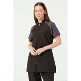 Reglan Biyeli Yarım Kol Yarı Kapalı Mayo - Siyah - XL