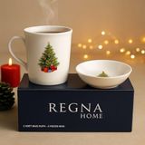Regna Home 2 Parça Yılbaşı Temalı Porselen Kupa (300 Cc) & Kase Takımı Hediyelik Kutu | 5 Farklı Desen Seçeneği - KIŞ RÜYASI ÇAM AĞACI
