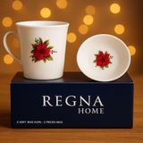 Regna Home 2 Parça Yılbaşı Temalı Porselen Kupa (300 Cc) & Kase Takımı Hediyelik Kutu | 5 Farklı Desen Seçeneği - NOEL YILDIZI ÇİÇEĞİ