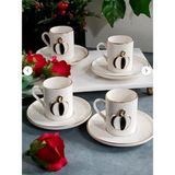 Regna Home Fine Living Black-White Pumpkin 8 Parça 4 Kişilik Kahve Fincanı - Beyaz