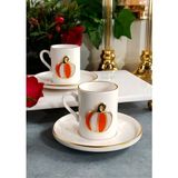 Regna Home Fine Living Elegant Pumpkin 4 Parça 2 Kişilik Kahve Fincanı - Turuncu - Bej - 90 ml