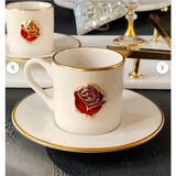 Regna Home Fine Living Love Roses 4 Parça 2 Kişilik Yaldızlı Porselen Kahve Fincan Takımı - Genel - Renkli