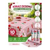 Regron Kiraz Desenli Masa Ve Aktivite Piknik Örtüsü Kullan At Sıvı Geçirmez 3 Rulo ( Rulo Içi:10 Adet) 100x120cm