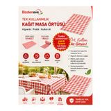 Regron Tek Kullanımlık Kağıt (1 ADET) Masa Örtüsü 100x120 cm Kırmızı Kareli Desenli, Baby Shower, Piknik, Eğlence,
