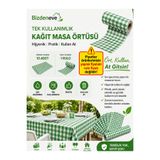 Regron Tek Kullanımlık Kağıt (1 ADET) Masa Örtüsü 100x120 cm Yeşil Kareli Desenli, Baby Shower, Piknik, Eğlence,