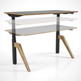 Regula Desk Dandy - Elektrikli Yükseklik Ayarlı Çalışma Masası, Sıradışı Tasarım, Çift Motorlu, Bluetooth Kontrollü, 60-125cm Ayar Aralığı, Ödüllü Kontrol Paneli (Beyaz Ayak - Meşe Tabla, 140x70)