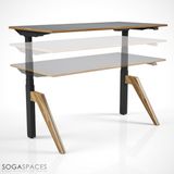 Regula Desk Dandy W - Elektrikli Yüksekliği Ayarlanabilir Çalışma Masası - Siyah Ayak Antrasit Tabla 200X80
