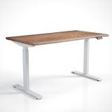 Regula Desk Solid N - Elektrikli Yüksekliği Ayarlanabilir Natürel Kenar Masif Ceviz Çalışma Masası - Beyaz Ayak, Ceviz Masif Tabla, 120X60 cm - Beyaz - Ceviz