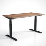 Regula Desk Solid N - Elektrikli Yüksekliği Ayarlanabilir Natürel Kenar Masif Ceviz Çalışma Masası - Siyah Ayak, Ceviz Masif Tabla, 120X60 cm - Siyah - Ceviz