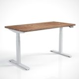 Regula Desk Solid S - Elektrikli Yüksekliği Ayarlanabilir Düz Kenar Masif Ceviz Çalışma Masası - Beyaz Ayak, Ceviz Masif Tabla, 120X60 cm - Beyaz - Ceviz