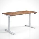 Regula Desk Solid S - Elektrikli Yüksekliği Ayarlanabilir Düz Kenar Masif Ceviz Çalışma Masası - Beyaz Ayak, Ceviz Masif Tabla, 150X75 cm - Beyaz - Ceviz