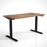 Regula Desk Solid S - Elektrikli Yüksekliği Ayarlanabilir Düz Kenar Masif Ceviz Çalışma Masası - Siyah Ayak, Ceviz Masif Tabla, 130X65 cm - Siyah - Ceviz
