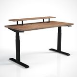 Regula Desk Solid S - Elektrikli Yüksekliği Ayarlanabilir Düz Kenar Masif Ceviz Çalışma Masası - Siyah Ayak, Ceviz Masif Tabla - Raflı, 120X60 cm - Siyah - Ceviz